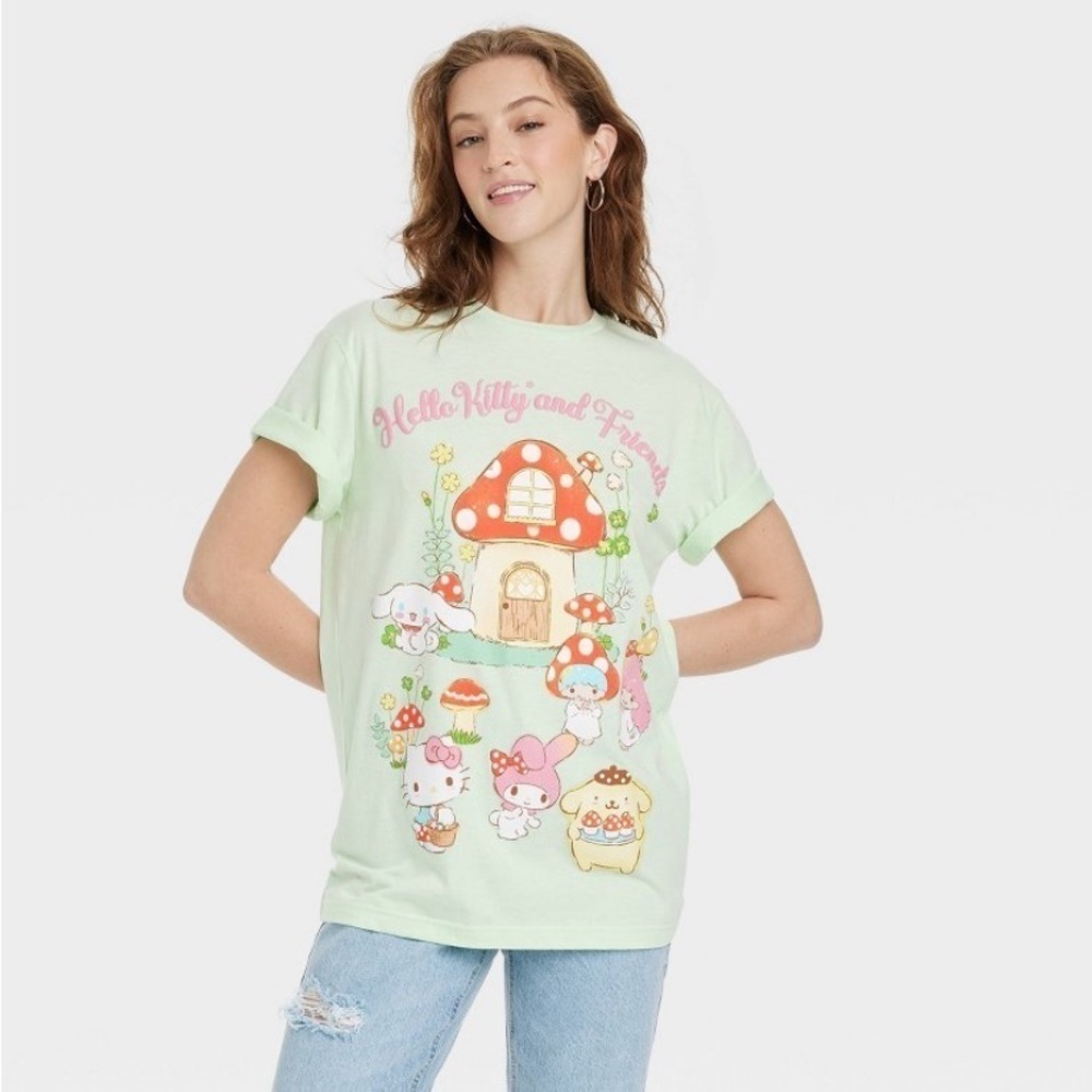 Hello Kitty and Friends Mushroom Oversized Short Sleeve Graphic T-Shirt